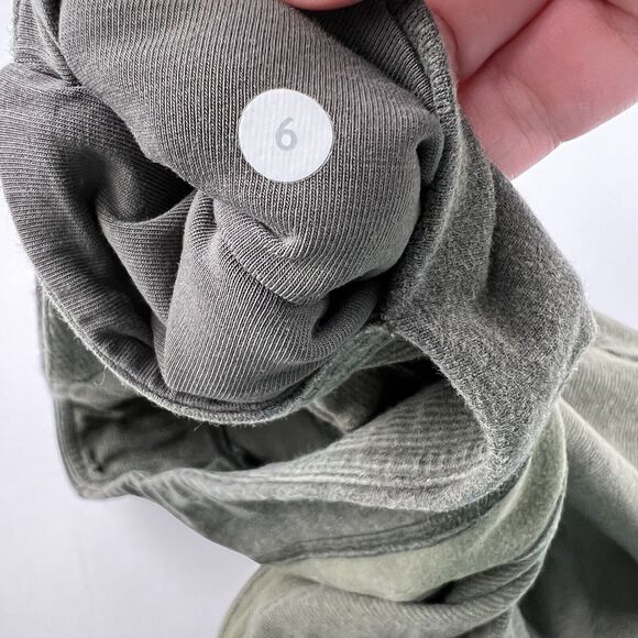 LULULEMON Refine Crop Legging Heathered Fatigue Green Wee Stripe Athleisure Sz 6 - Picture 9 of 11